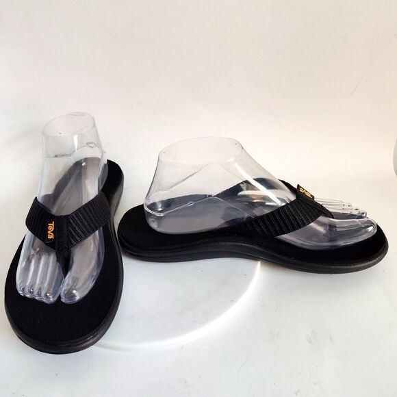 Teva Sandals Size 9 Voya Slip On Flip Flops Black Comfort Women Lightweight - Picture 7 of 11